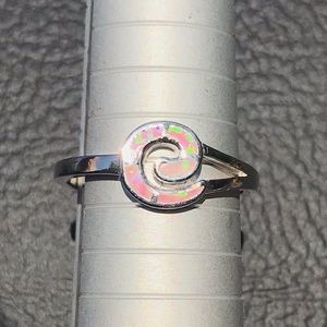 NWOT PINK OPAL Inlay Gemstone 925 Sterling Ring Size 8-3/4